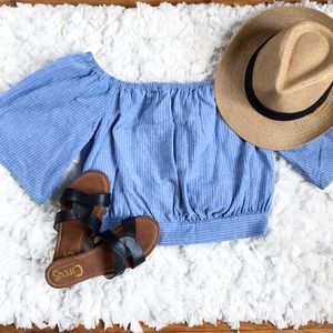 J.O.A. Off the Shoulder Top with Cut Out Back